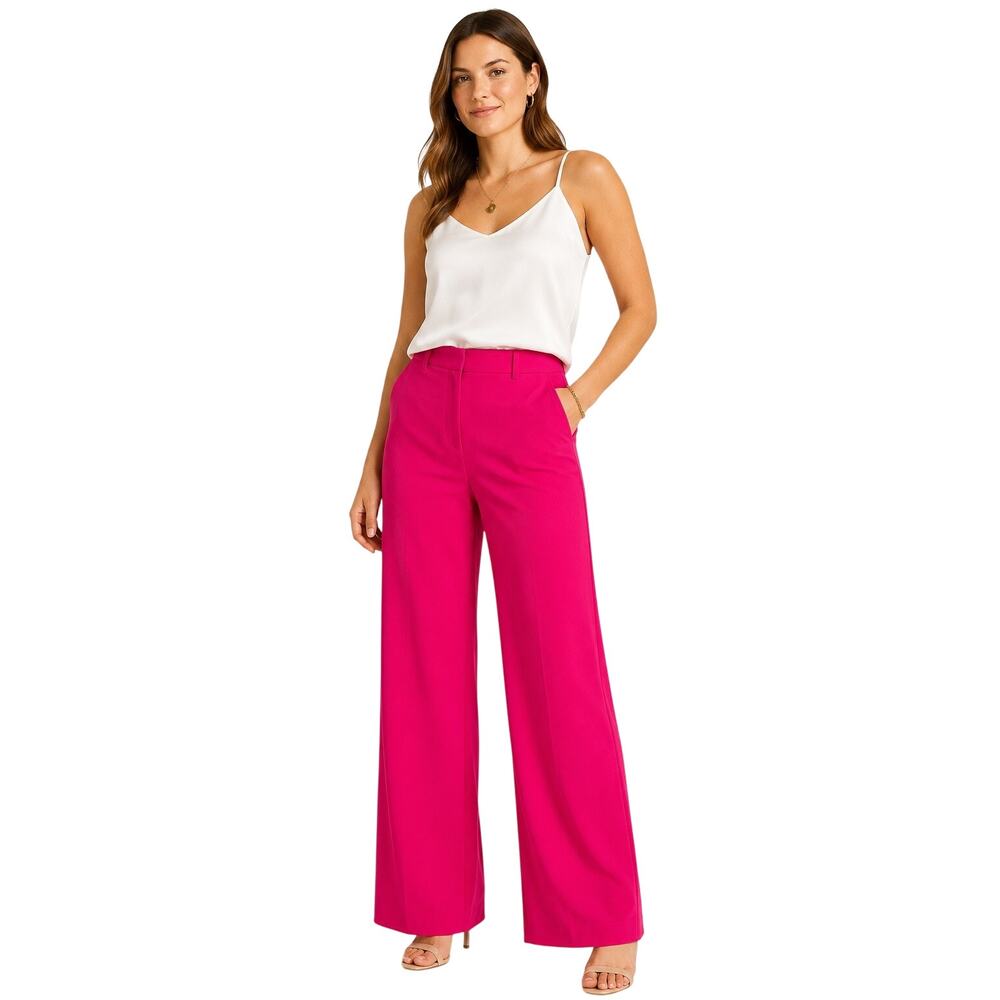 Joie Hot Pink Fuchsia Wide Leg Trouser Pants, Stretch, Women's Size 10